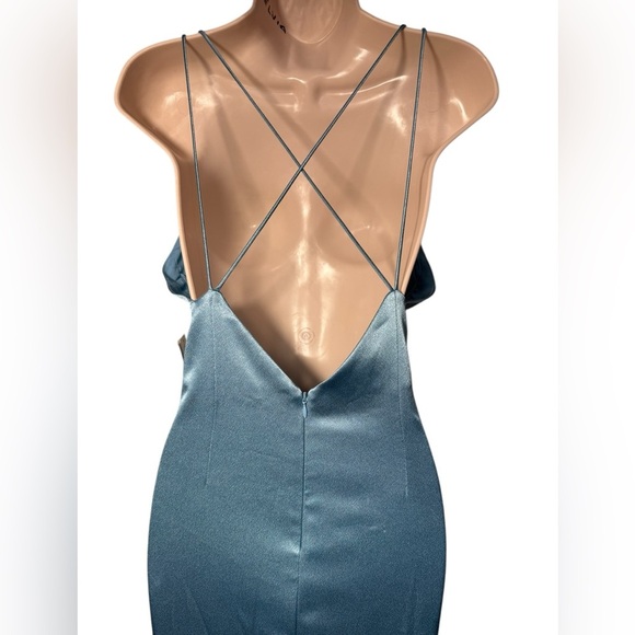 Aidan by Aidan Mattox Womens Blue Satin Evening Sheath Dress Gown size 6 - Picture 12 of 17